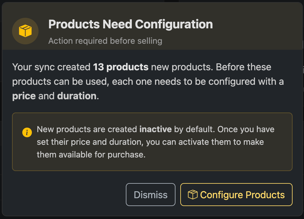 Configure Your Products After Panel Sync
