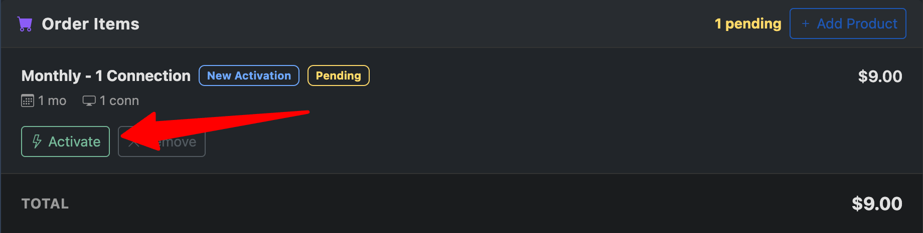 Activate Order Items