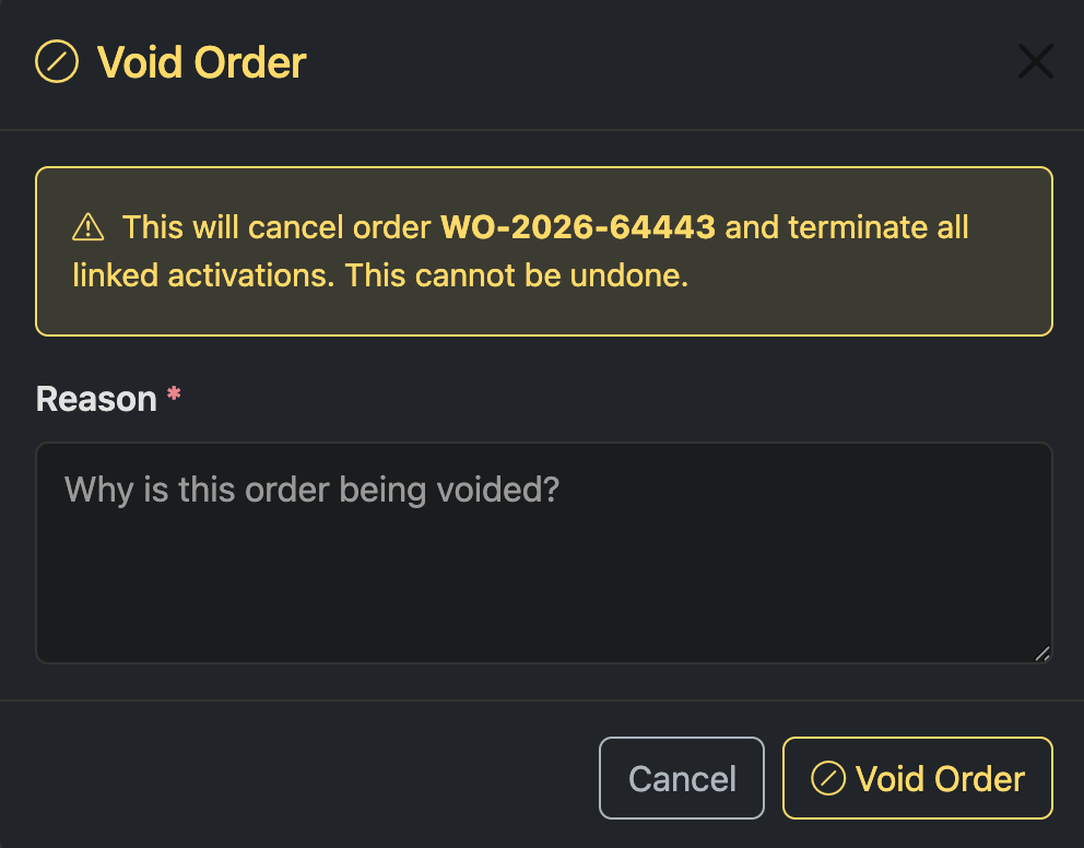 Void Order Modal