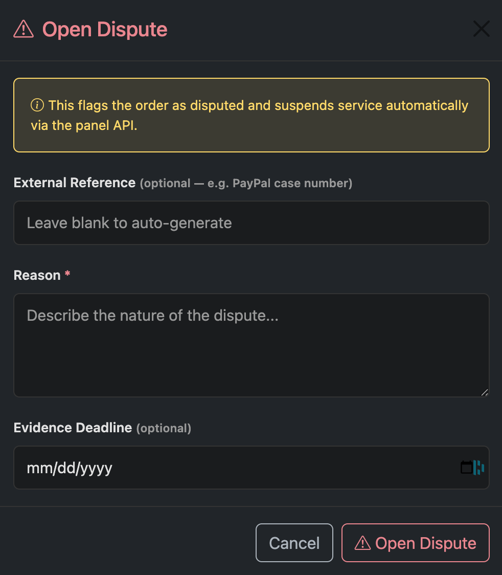 Open a Dispute
