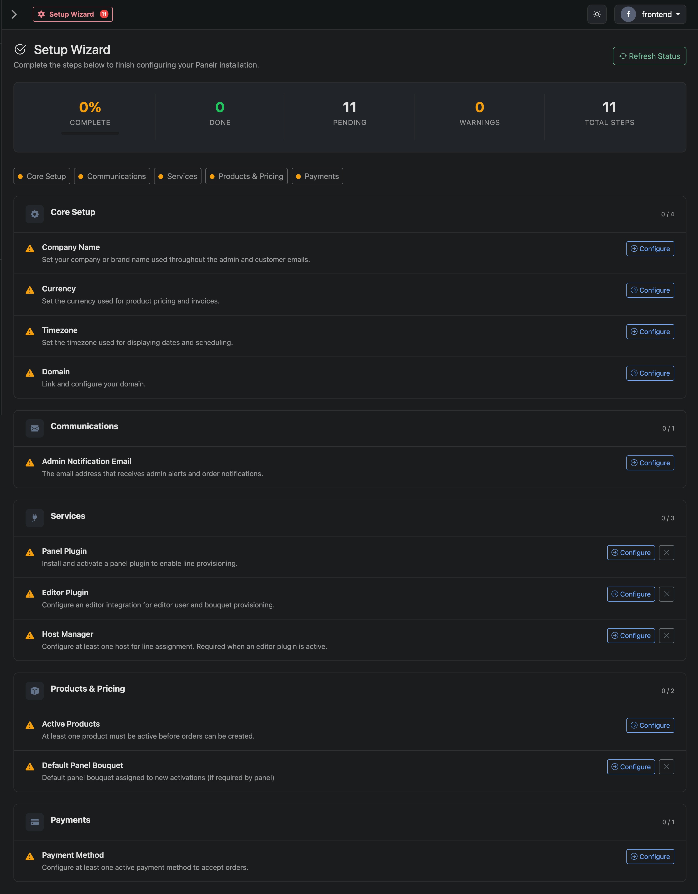 Setup Wizard