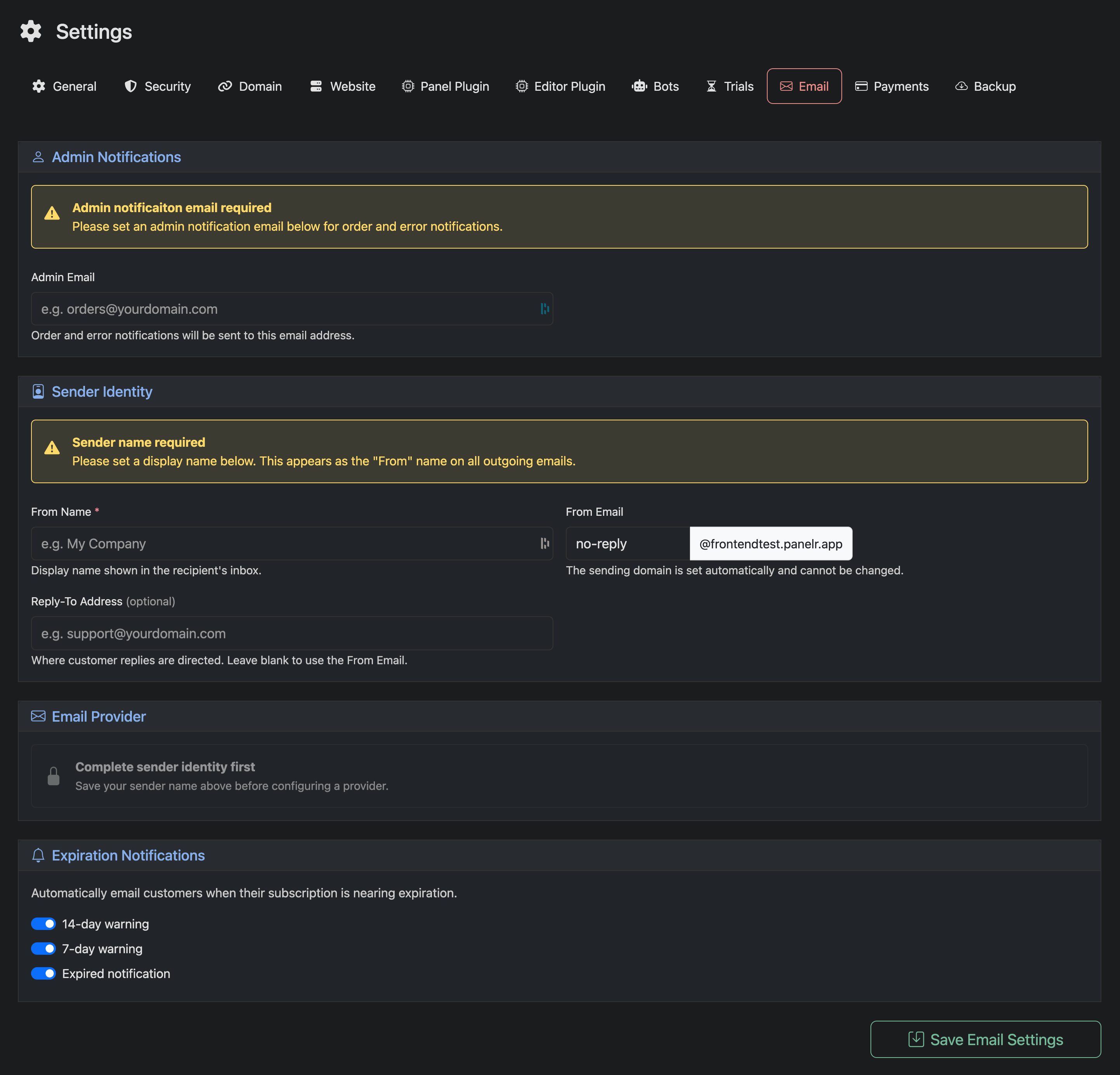 Email Configuration