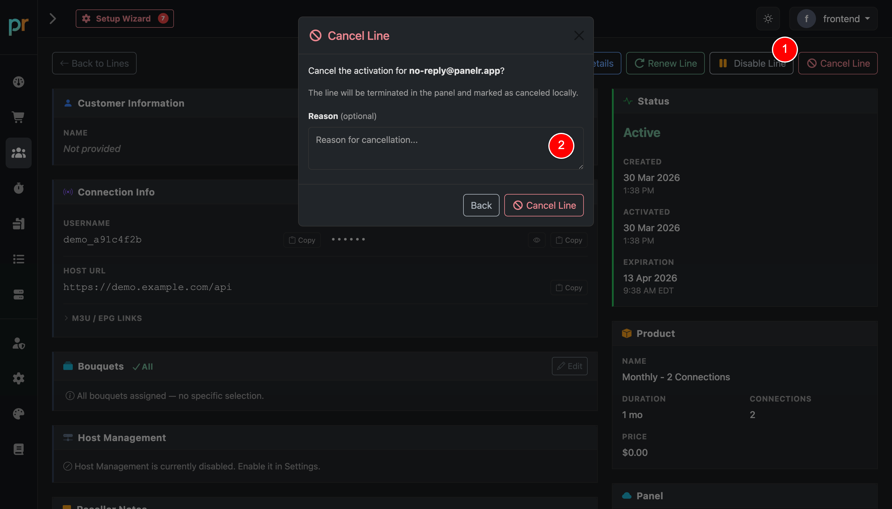 Archiving or Deleting a Line