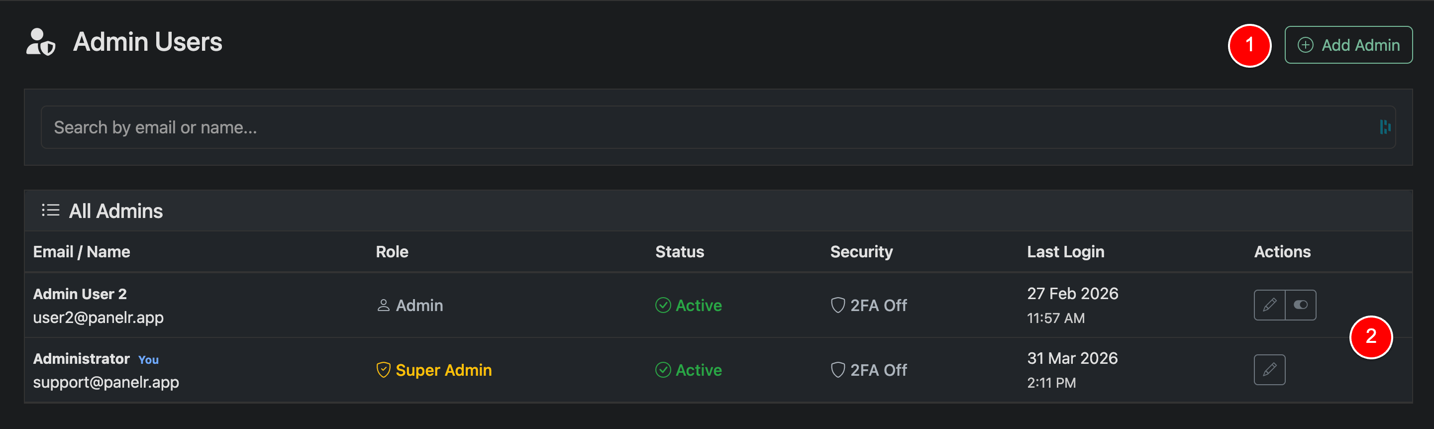 Admin User Management